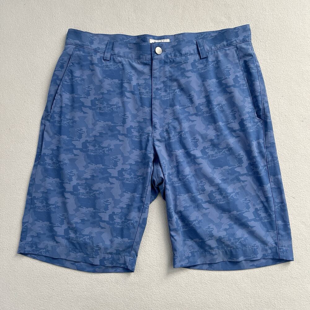 Peter Millar Shorts Men Blue Shackleford Camo Performance Hybrid Flat Front 33